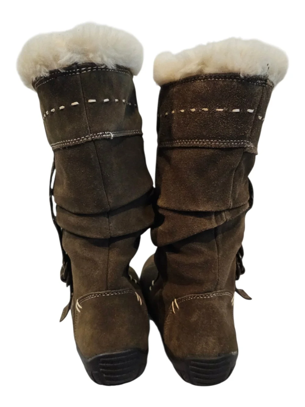 White Mountain Size 8 Trader Leather Boots Faux Fur